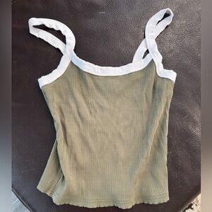 Green Ribbed Crop Tank
